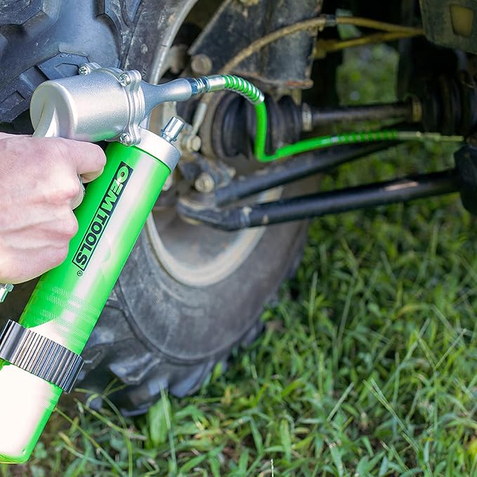 OEMTOOLS 87205 Pneumatic Grease Gun, Continuous Lubrication for Automotive and Industrial Equipment, 6000 PSI Air Grease Gun with 18 Inch Hose and Coupler, Supports Cartridge and Bulk Loading