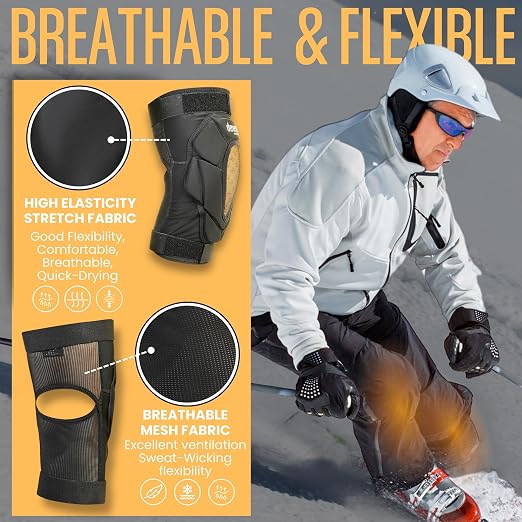 devembr Knee Pads for Snowboarding, Skiing and Skating, Women and Men, M | Impact Absorption Cushion Protection, Cold Resistance, for Skate Ski and Snow Sports