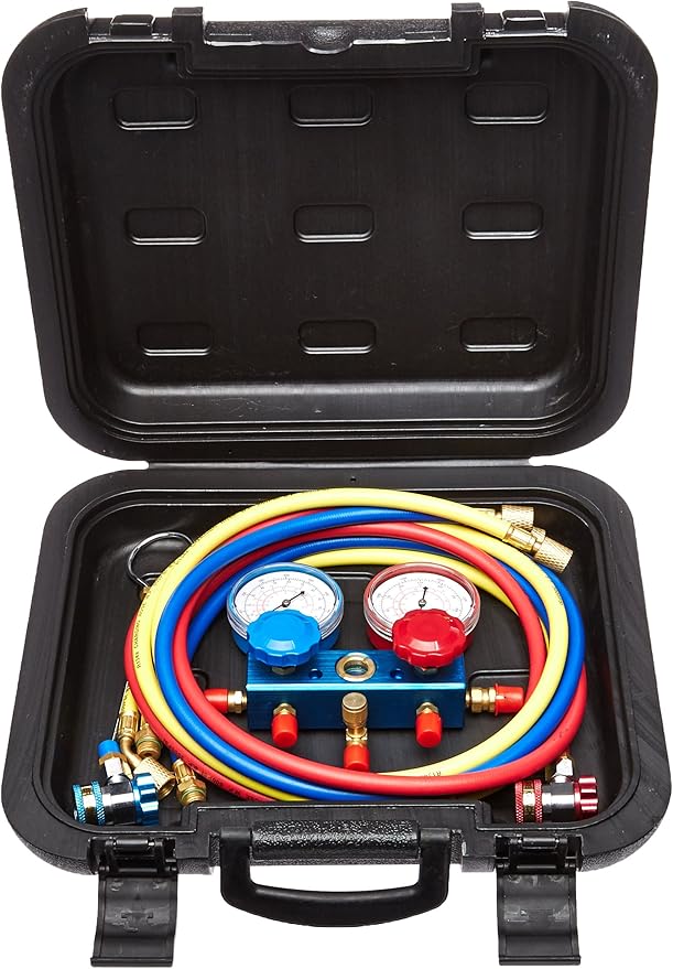 Robinair (49134A) R134 Aluminum Manifold, Hose Set and Service Couplers,MultiColor