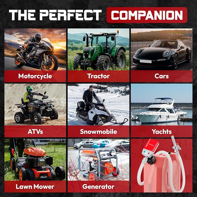 MAYALEAD Automatic Electric Fuel Transfer Pump, 3.8 GPM Portable Gas Can Pump, 51" Extra Long Hose, Battery or USB Powered, 4 Size Adapters with Leak Protection for Gasoline, Diesel, Kerosene, Oil