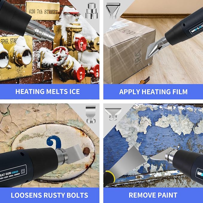 Heat Gun 1800W 122℉-1202℉(50℃- 650℃)Fast Heating Heavy Duty Hot Air Gun Kit Variable Temperature Control