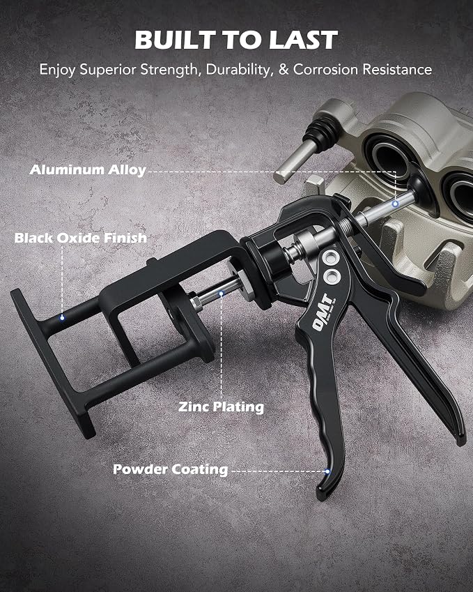 Orion Motor Tech Dual Piston Brake Caliper Compressor, Heavy Duty Brake Piston Compressor Tool for Brake Pad Replacement, Disc Brake Caliper Tool Compatible with Most Cars & Trucks, Black