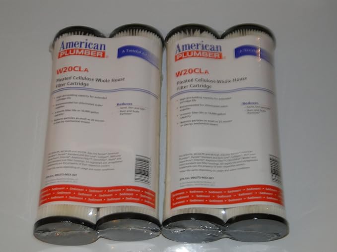 American Plumber W20CLA Whole House Sediment Filter Cartridge 20 Micron Well Pump Irrigation (4) | 20 Micron, Well Pump, Irrigation