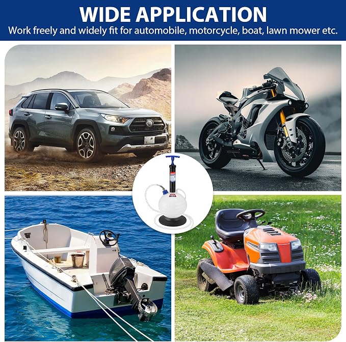 WORKPRO 6L Oil Extractor Pump, Pneumatic and Manual Fluid Extractor Pump with Main Hose, Three Extensions and Brake Bleeding Hose for Oil and Brake Fluid Change of Automotive, Marin Boat and More