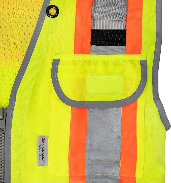 Radians Womens Standard Hi-Vis Green Class 2 Heavy Woven Two Tone Engineer Vest Size 2X