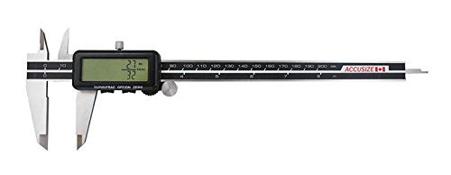 Accusize Industrial Tools 8'' Full Screen LCD Electronic Digital Caliper, Metric/Inch/Fractional, 1/128'', 1110-0828 | 200 mm/8 in Range, 0.01 mm/0.0005 in/1/128 in Resolution, ±0.03 mm Accuracy, Metric/Inch/Fractional, Full Screen LCD