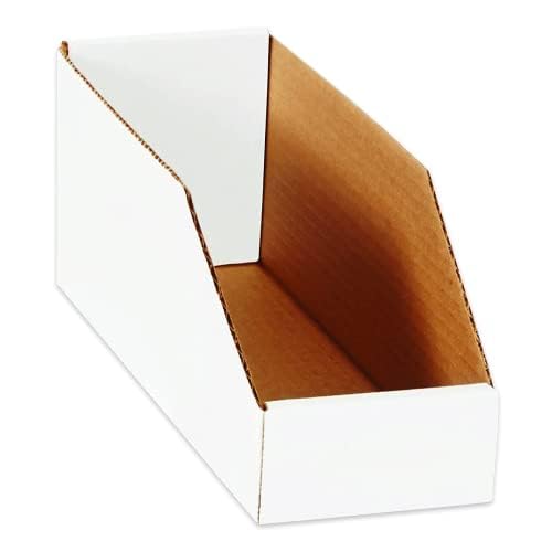 Box USA Cardboard Storage Bins, Open Top Bin Box, 4L x 12W x 4.5H 50-Pack | Medium for Inventory, Organization, Parts, Garage, Oyster White