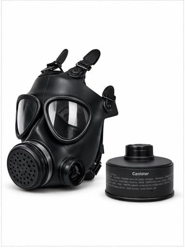 Full Face Respirator Mask with 40mm Filter – Anti-Fog Panoramic Lens, Soft Silicone Seal, Adjustable 5-Point Head Harness, Hydration Port Compatible, Full Face Protective Mask