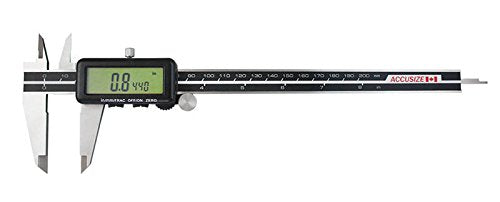 Accusize Industrial Tools 8'' Full Screen LCD Electronic Digital Caliper, Metric/Inch/Fractional, 1/128'', 1110-0828 | 200 mm/8 in Range, 0.01 mm/0.0005 in/1/128 in Resolution, ±0.03 mm Accuracy, Metric/Inch/Fractional, Full Screen LCD