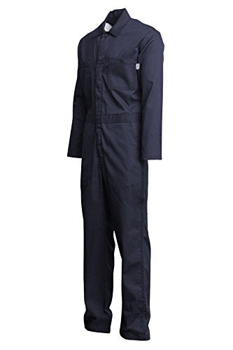 Lapco FR CVEFR7NY-XL RG Flame Resistant Economy Coveralls, 100% Cotton Twill with Moisture Management, HRC 2, NFPA 70E, 7 oz, X-Large Regular, Navy