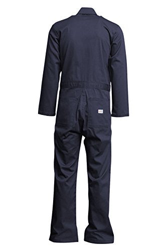 Lapco FR CVEFR7NY-XL TL Flame Resistant Economy Coveralls, 100% Cotton Twill with Moisture Management, HRC 2, NFPA 70E, 7 oz, X-Large Tall, Navy