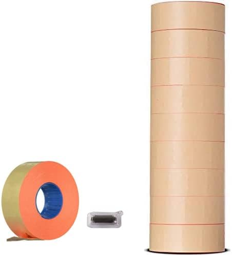 Veltec Premium 2212 Pricing Labels for Garvey and Contact 22-6 22-7 22-8 Price Gun - 9 Rolls, 11,000 Labels and Free Inker (Red)