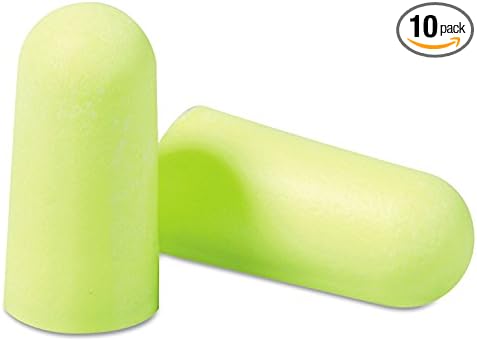 3M Ear Plugs, E-A-Rsoft Yellow Neons 315-1250, 200 Pair of Disposable Earplugs, Pairs Individually Wrapped, Regular Size, Uncorded, 33 NRR, Tapered Cylinder Shape, Slow Recovery Foam (Pack of 10)