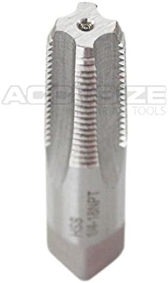 Accusize Industrial Tools NPT-14 H.S.S. Taper Pipe Tap, ¼ in-18, 4 Flutes | 1/4"-18, 4 Flutes, 2-7/16" OAL, HSS Taper Pipe Tap - NPT