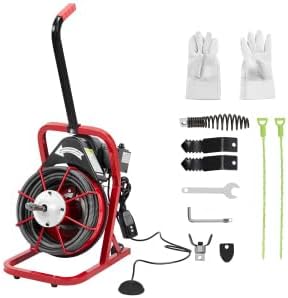 Drain Cleaner Machine 75Ft x 1/2Inch, 450w Drain Cleaning Machine Fits 2 Inch to 4 Inch Pipes, Portable Electric Drain Auger Cleaner with 6 Cutters, Gloves
