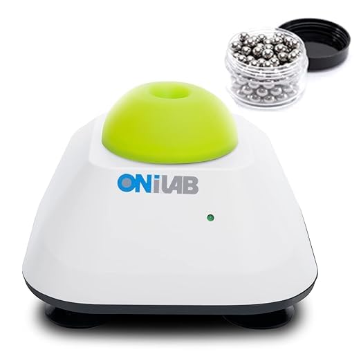 ONiLAB Mini Vortex Mixer with Touch Function, Lab Mixing, Nail Polish, Eyelash Adhesives and Acrylic Paints Mixing, Lab Vortexer with Sturdy Aluminum Cast Base，120pcs 7/32in Mixing Balls,Green