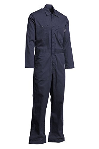 Lapco FR CVEFR7NY-2XL RG Flame Resistant Economy Coveralls, 100% Cotton Twill with Moisture Management, HRC 2, NFPA 70E, 7 oz, XX-Large Regular, Navy