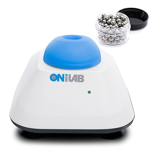ONiLAB Mini Vortex Mixer with Touch Function, Lab Mixing, Nail Polish, Eyelash Adhesives and Acrylic Paints Mixing, Lab Vortexer with Sturdy Aluminum Cast Base，120pcs 7/32in Mixing Balls,Blue