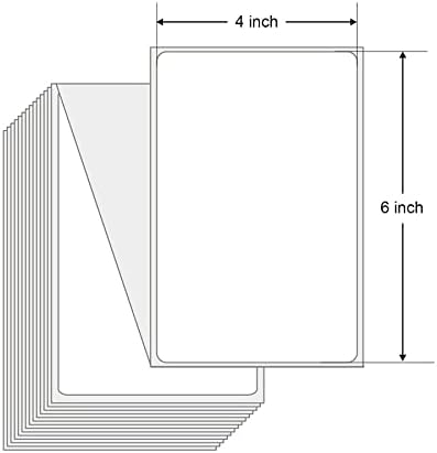 4x6 White Mailing Fanfold Postage Thermal Labels (200 Labels) - Compatible with Rollo, MUNBYN, iDPRT, Polono, Zebra Direct Thermal Printer for Shipping