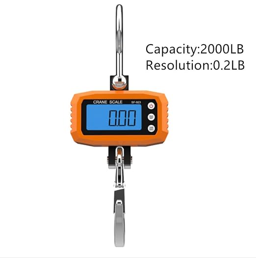 Klau 1000 kg 2000 lb Digital Crane Hanging Scale, Orange | Industrial Heavy Duty, Smart Hoist, For Home Farm Factory Hunting