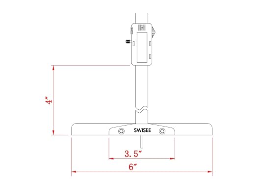Digital Depth Caliper with Detachable Wide Jaw Bridge - 0-6"/150mm Stainless Steel Depth Gauge, 0.001" Precision, Extra-Large LCD Screen for Professionals, Machining & DIY Measurements