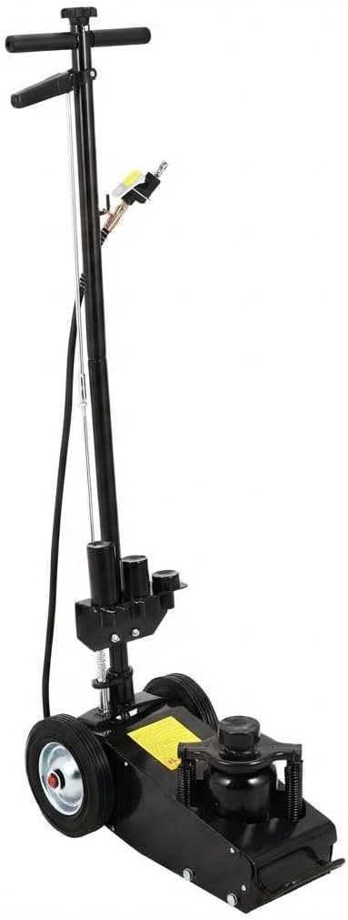 Air Hydraulic Floor Jack, 22-Ton(44,000 LBS) Low Profile 9 Inch Heavy Duty Jack for Trucks & Tractors, Dual Power Air/Manual Hydraulic with 4 Adapters, Adjustable 46" Handle & Rubber Wheels