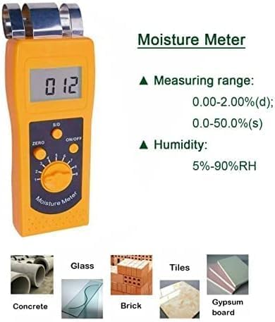 Concrete Moisture Meter Tester Walls Tiles Ground Floor Gypsum Board Marble Mud Cement Glass Brick Moisture Meter Analyzer with Measuring Range 0 to 50%