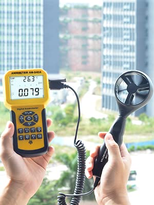 AIOMEST Pro HVAC Anemometer- Air Flow Velocity Meter AI-826A 0.001~100Mph Wind Speed Gauge,Handheld Wind Tester Measuring Airflow Movement Temp with Max AVG Current