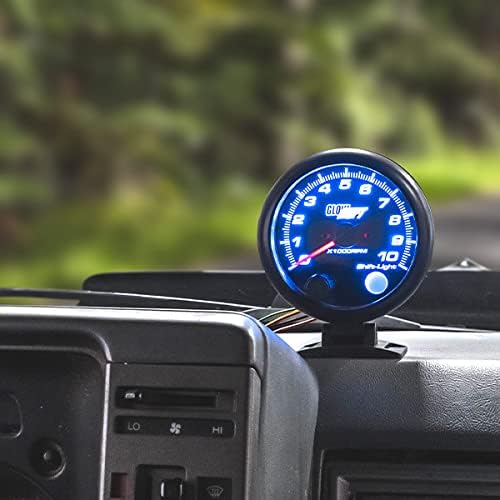 GlowShift Tinted 7 Color 10,000 RPM On-Dash Tachometer Gauge - for 1-10 Cylinder Gas Powered Engines - Includes Shift Light & Wiring - Multi-Color Display - Black Dial - Smoked Lens - 3-3/4" 95mm