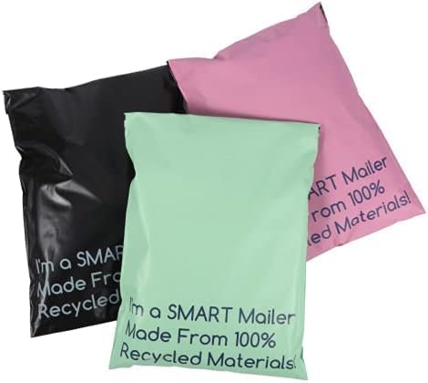 300 Count, 12x15.5 inch 100% Recycled Poly Mailers Eco Friendly Packaging Envelopes Supplies Mailing Bags 2.5 Mil Thick - SMART Mailer