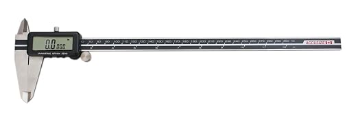 Accusize Industrial Tools Digital Caliper, 12 in/300 mm, 1110-0838 | 300 mm/12 in Range, 0.01 mm/0.0005 in/1/128 in Resolution, ±0.04 mm Accuracy, Metric/Inch/Fractional, Full Screen LCD