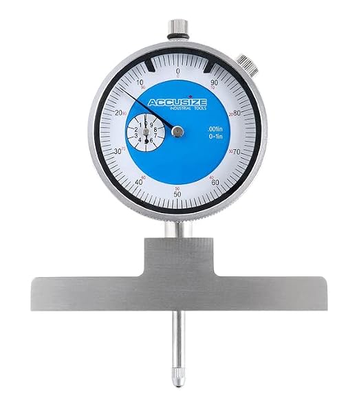 Accusize 0-22 in Dial Depth Gauge with Small-Hole Points, P103-0189 | 6 Connectable Rods, 0.0001 in Resolution, 4 in Base, 0-1 in Travel Indicator
