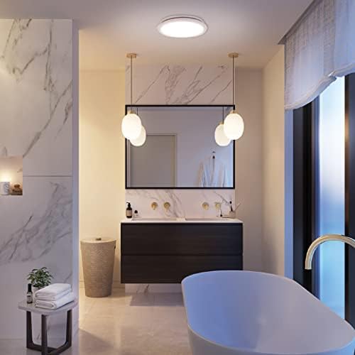 Homewerks 7141-110 Bathroom Fan Integrated LED Light Ceiling Mount Exhaust Ventilation 2.0 Sones 110 CFM, White