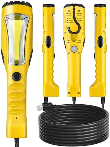 18W LED Work Light and Extension Cord Storage Reel with 4-Grounded Outlet & 2 USB Port Bundle, for Garage, Workshop, Car Repair Scene, ETL Listed Y04WL06-R85CR06