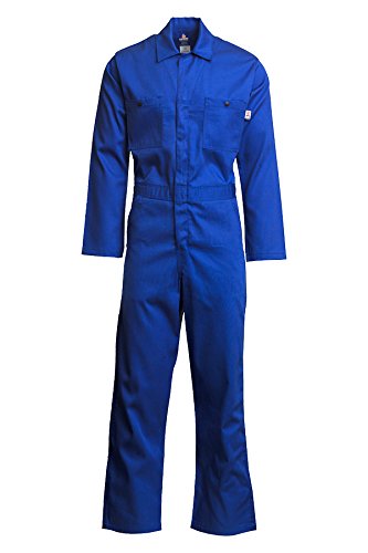 Lapco FR CVEFR7RO-2XL TL Flame Resistant Economy Coveralls, 100% Cotton Twill with Moisture Management, HRC 2, NFPA 70E, 7 oz, XX-Large Tall, Royal