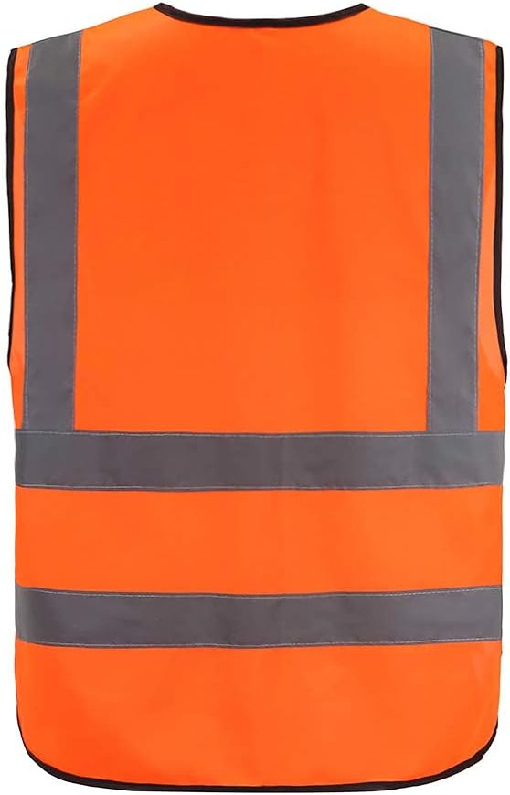 A-SAFETY ANSI/ISEA Standard Class 2 Reflective Vest, Zip, Orange, 6XL-8XL | Orange 6XL-8XL Class 2 Polyester work vest with 7 pockets, transparent ID pocket and radio mic loop for railway operations.