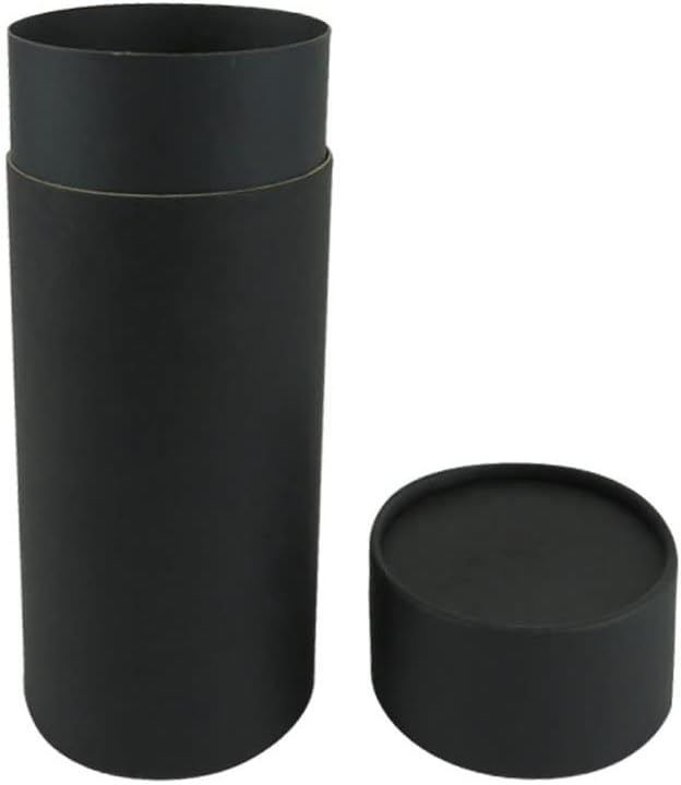 WENPACK Paperboard Tube With Lid Round Cardboard Box Container (3.22" D*6.62" H, black)
