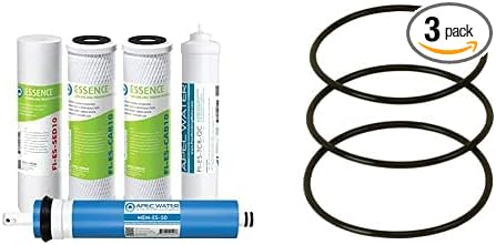 APEC Water Systems FILTER-MAX-ES50 50 GPD High Capacity Complete Replacement Filter Set & Water Systems SET 3 Pcs 3.5" O.D. Replacement O-Ring For Reverse Osmosis Water Filter Housings, Black