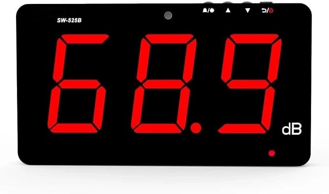 SW-525B Sound Level Meter Tester 30-130db,9.6in Screen LCD Display Wall Hanging Type Decibel Noise Measuring with Alarm (Sound Level Meter with Data Logger)