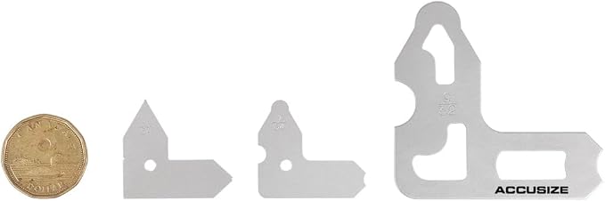 Accusize Industrial Tools Radius Gage Sets Fractional Gages, Pack of 6 | 25 Pc Set, 1/64-1/2" Range, Satin Chrome Finish, Rustproof Steel, with Holder, 3602-5021x6
