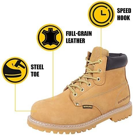 Work Boots for Men, Steel Toe, Leather, Oil, Slip and Heat Resistant Heavy Duty Wide Industrial & Construction Safety Boots, US 16W