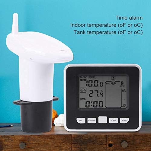 Hilitand Ultrasonic Water Tank Liquid Depth Level Meter with Temperature Display Sensor Water Level Gauge