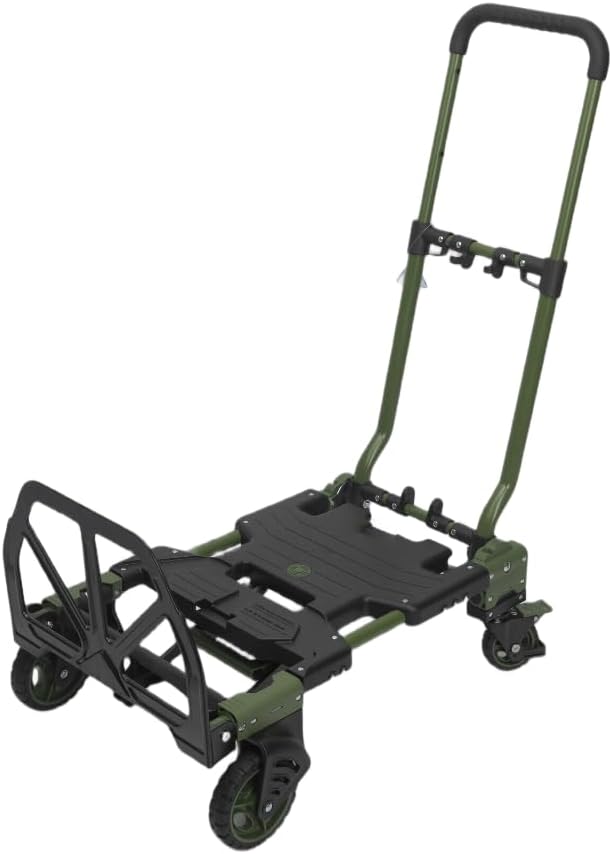 2-in-1 Black Folding Small cart, Outdoor Cargo handling Vehicle, Flatbed Trailer with a Load Capacity of 330 pounds (1, Green+Black Brake)