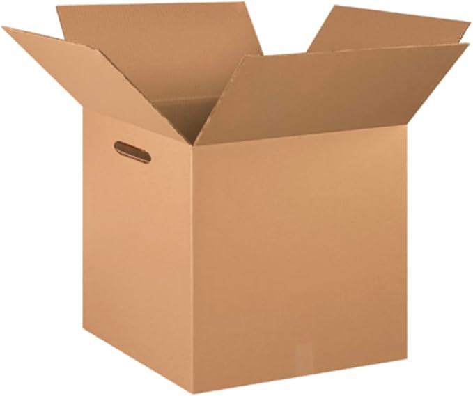 BOX USA 18x18x18 Corrugated Cardboard Double Wall Boxes with Handles Large, 18”L x 18”W x 18”H, Pack of 10 | Shipping, Packaging, Moving, Storage Box for Home or Business, Strong Wholesale Bulk Boxes