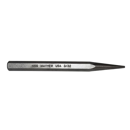 Mayhew Tools 70000 Solid Punch, 3/32" x 5", Shot Blast Finish