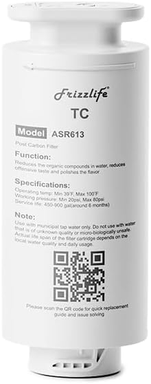 Frizzlife ASR613 Replacement Post Filter Cartridge For PD1200 Reverse Osmosis System(3rd Stage) (Pack of 2)