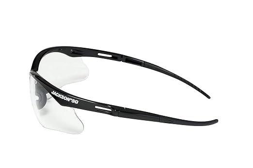 Jackson Safety SG Safety Glasses - Eye Protection for Men & Women - Anti-Scratch Lens with Black Frame - ANSI Z87.1 - Pack of 3 (Multiple Styles)