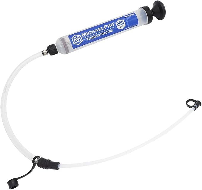 MichaelPro Fluid Extractor and Oil Pump for Oil Transfer, 200cc Fluid Pump Syringe to Extract and Refill, Anti-Leak Cap, Transparent Cylinder & Clear Markings for Intuitive Liquid Changing - MP009082