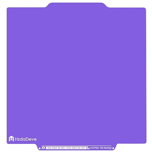 HzdaDeve Cool Plate for Creator 5 Cold Build Plate No Heating No Glue Double Sided Smooth Board Low Temperature PEI Sheet Heated Bed Spring Steel Platform for Flashforge Creator 5 Pro (Purple)