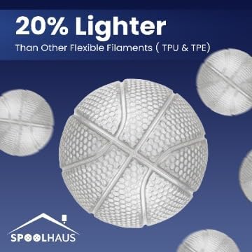 PEBA Filament 1.75mm Full 1kg SpoolHaus Super Bounce | High Rebound Flexible Filament | The Super TPU 78% Energy Return | Bouncy Airless Basketball 3D Printer Filament Lightweight Transparent 1kg